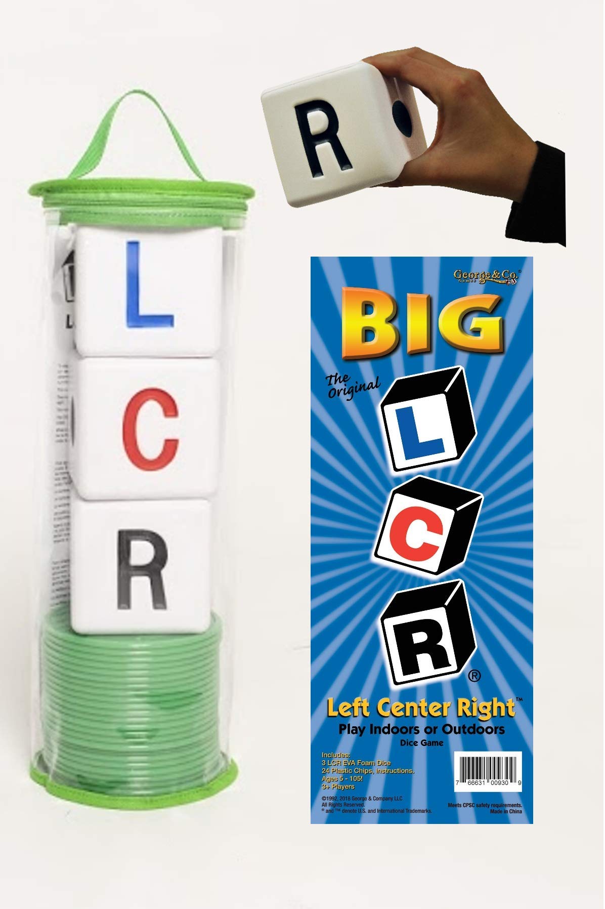 Lcr Big Left Center Right™ Dice Game - Zip Bag (Green)