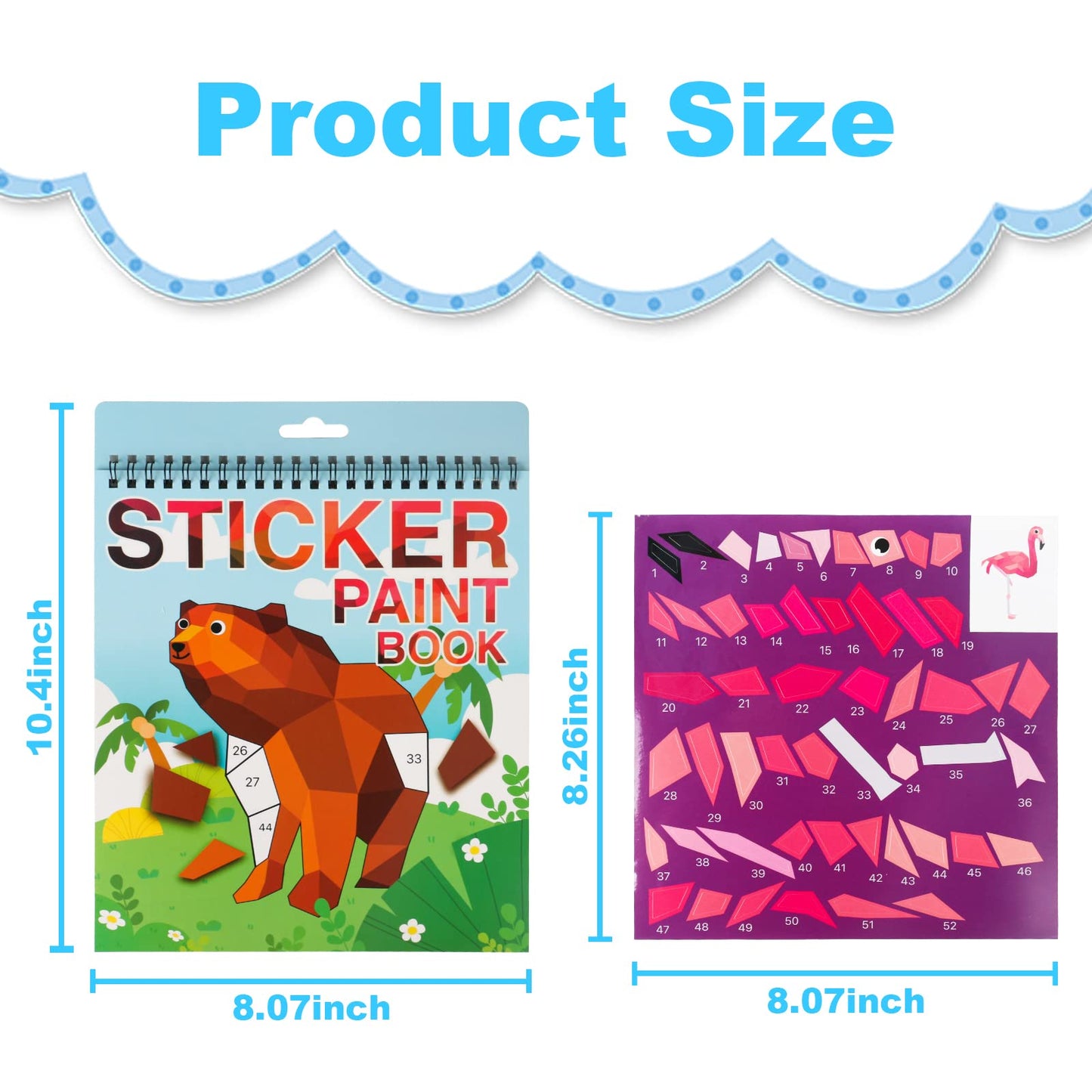 Animal Stickers Crafts For Kids Ages 4-8 Sticker Paint Number Book Learning Activity Book For Kids Ages 4-8 Boys Girls Birthday Party Favors Car Road Plane Travel Toys