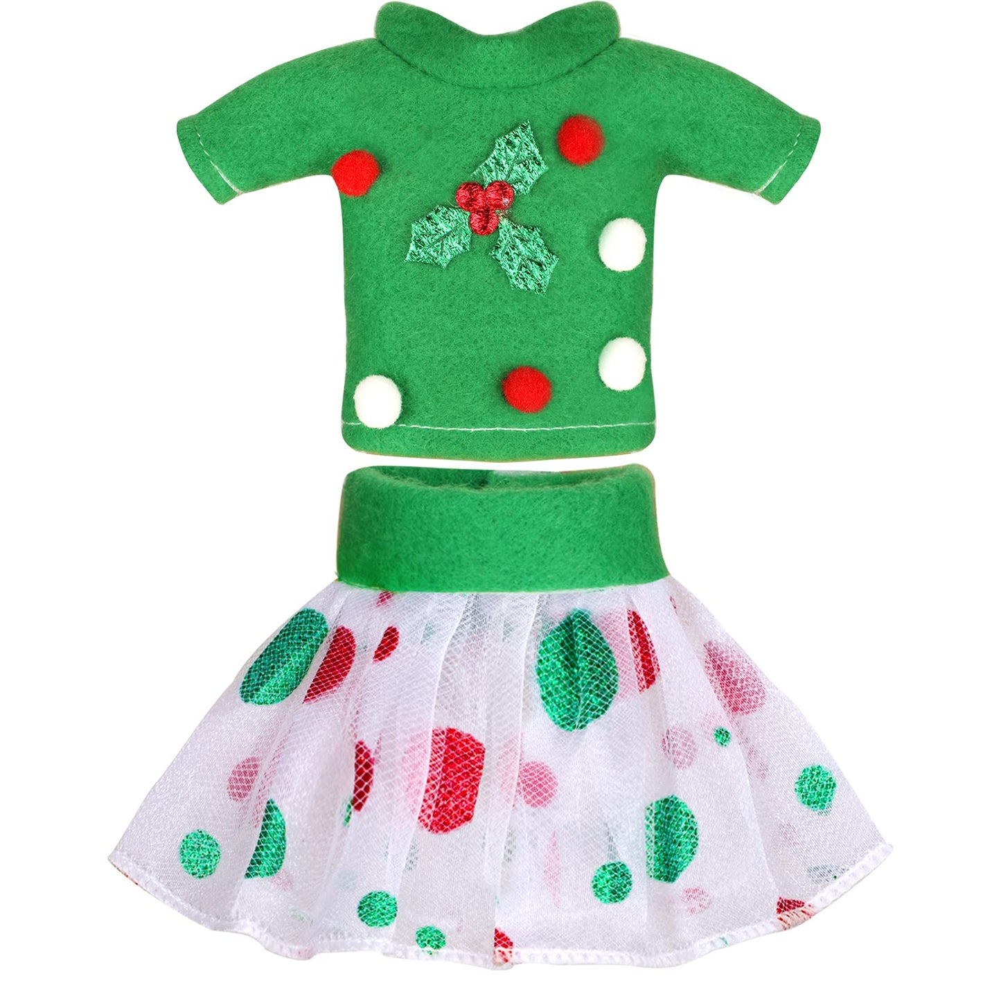 Erweicet Christmas Clothing Christmas Accessories For Elf Doll (Top + Skirt) Doll Is Not Included
