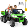 Olakids 24V 2 Seater Ride On Dump Truck, 4Wd 6X6 Battery Powered Kids Utv With Remote Control, 4 X 90W Engine, Electric Dump Bed, Spring Suspension, Ride On Toys For Big Kids (Green)