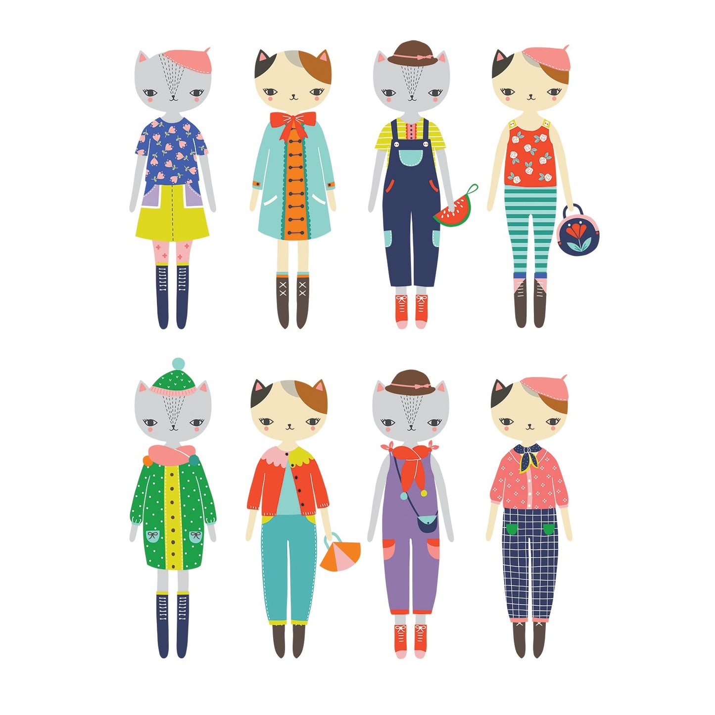 Mudpuppy Cat Fashion Magnetic Figures, 6 X 8 X 1'',For 72 Months To 120 Months