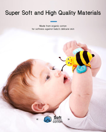 Infinno Baby Wrist Rattle Socks And Foot Finder Set, Perfect Baby Toys For 0-12 Months Newborn Boys And Girls As Baby Shower Gif