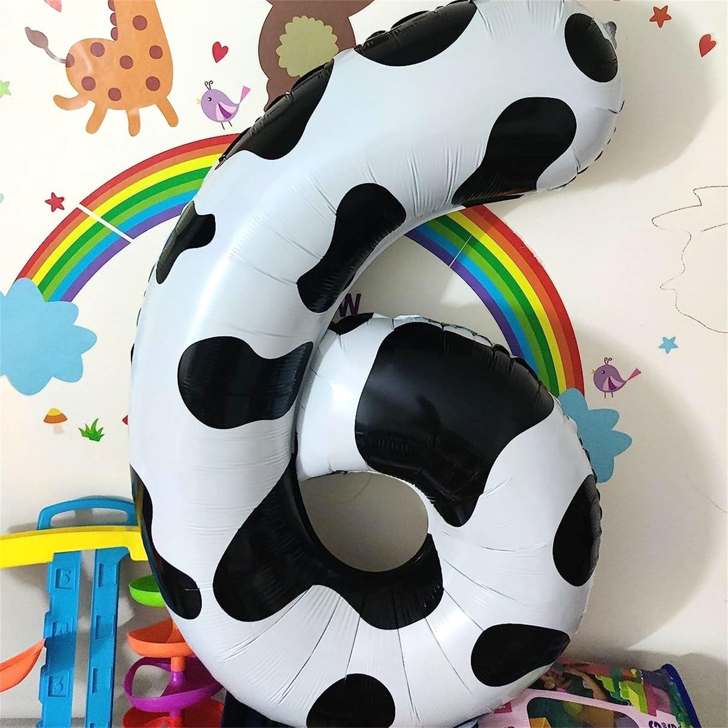 Giant Number Balloons 6, Cow Print Number 6 Balloons For Boys, 40 Inch Foil Helium Number Balloon For Girls 6Th Birtyday Party D