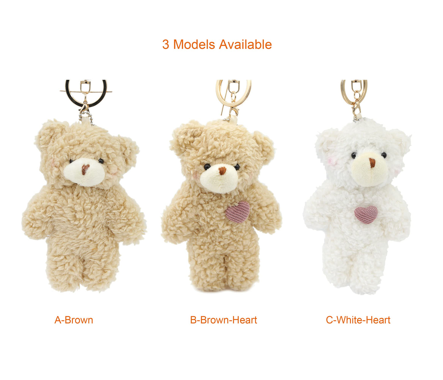 Zitokin Bear Plush Keychain Toys For Kids With Purple Heart 5'' Inch Stuffed Teddy Plushie Backpack Purse Pendant Gift For Girls