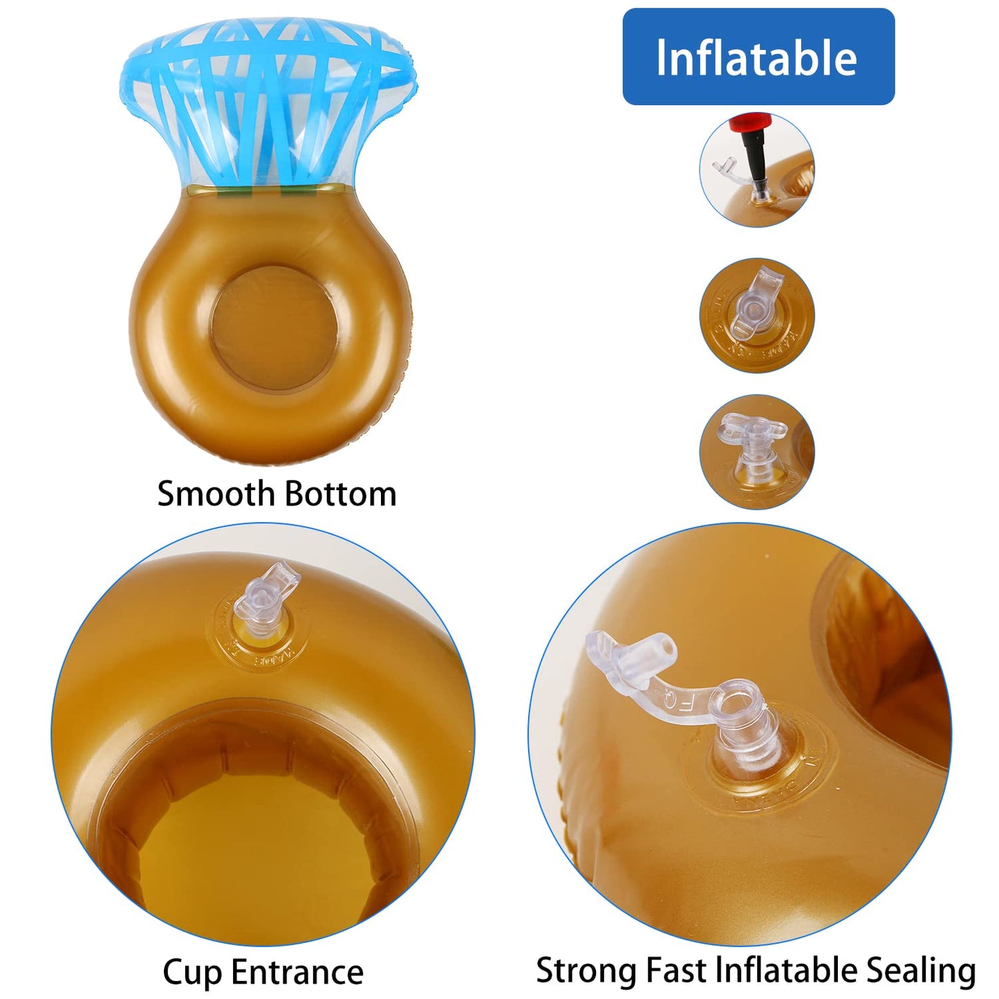 6 Pack Ring Inflatable Drink Holder, Liyde Drink Floaties Floating Drink Holder For Swimming Pool Drink Holder For Pool Party Bachelorette Party Float Decorations Pool Accessories For Adults
