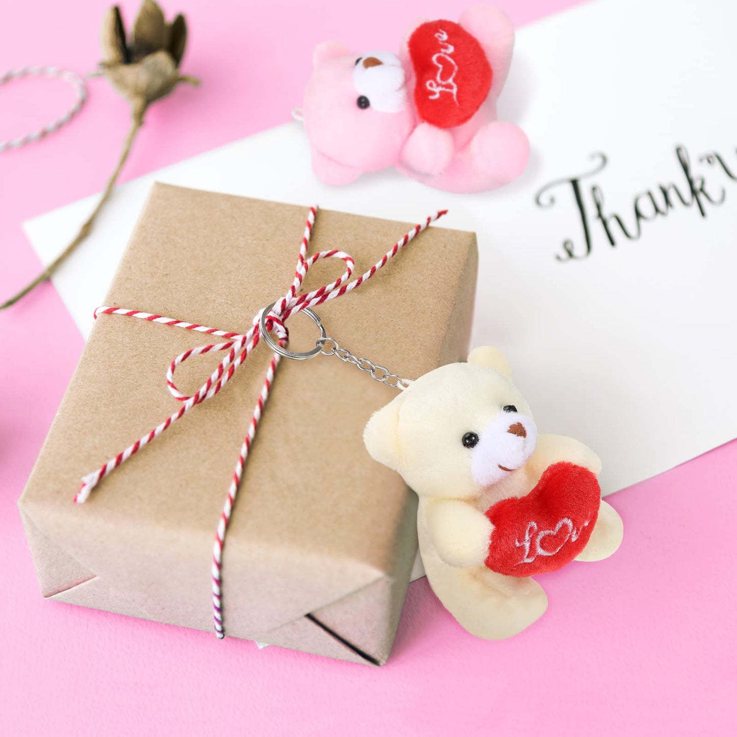 Kasyat 12 Pieces Valentine'S Day Mini Bear Toy 3.5 Inch Plush Stuffed Tiny Bears Keychain With I Love You Heart Animals Plush Fo
