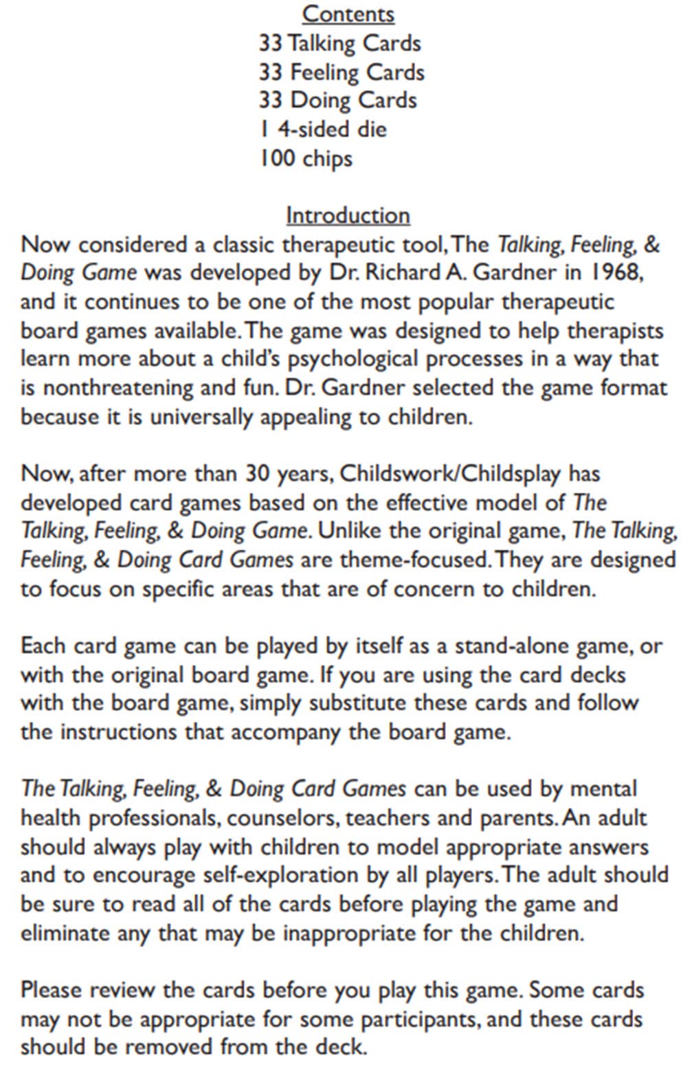The Talking, Feeling, & Doing Anger Card Game