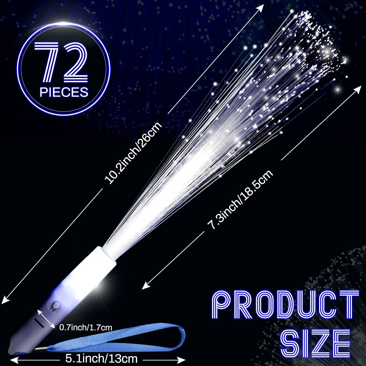 White Fiber Optic Wands Glow Sticks Led Light Up Wedding Wand With 3 Light Modes Long Flashing Sparklers For Birthday Wedding Bridal Shower Glow In The Dark Party Favors Supplies (48 Pieces)