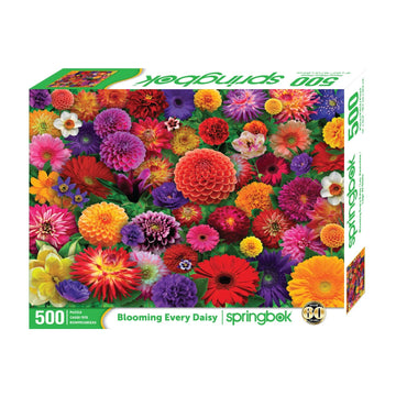 Springbok 500 Piece Jigsaw Puzzle - Blooming Every Daisy, Colorful Flower Design, Unique Cut, 23.5" x 18", Great for Relaxation