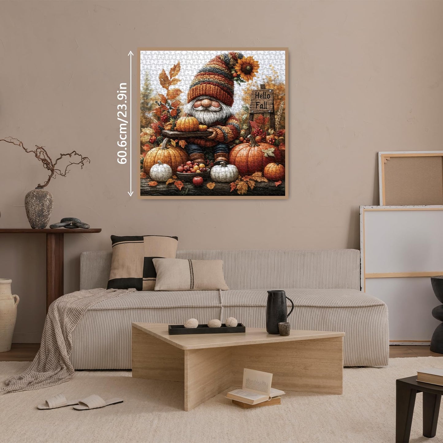 Thanksgiving Fall Gnome Puzzles for Adults 1000 Pieces, Autumn Pumpkin Jigsaw Puzzles, Cozy Harvest Art Puzzles