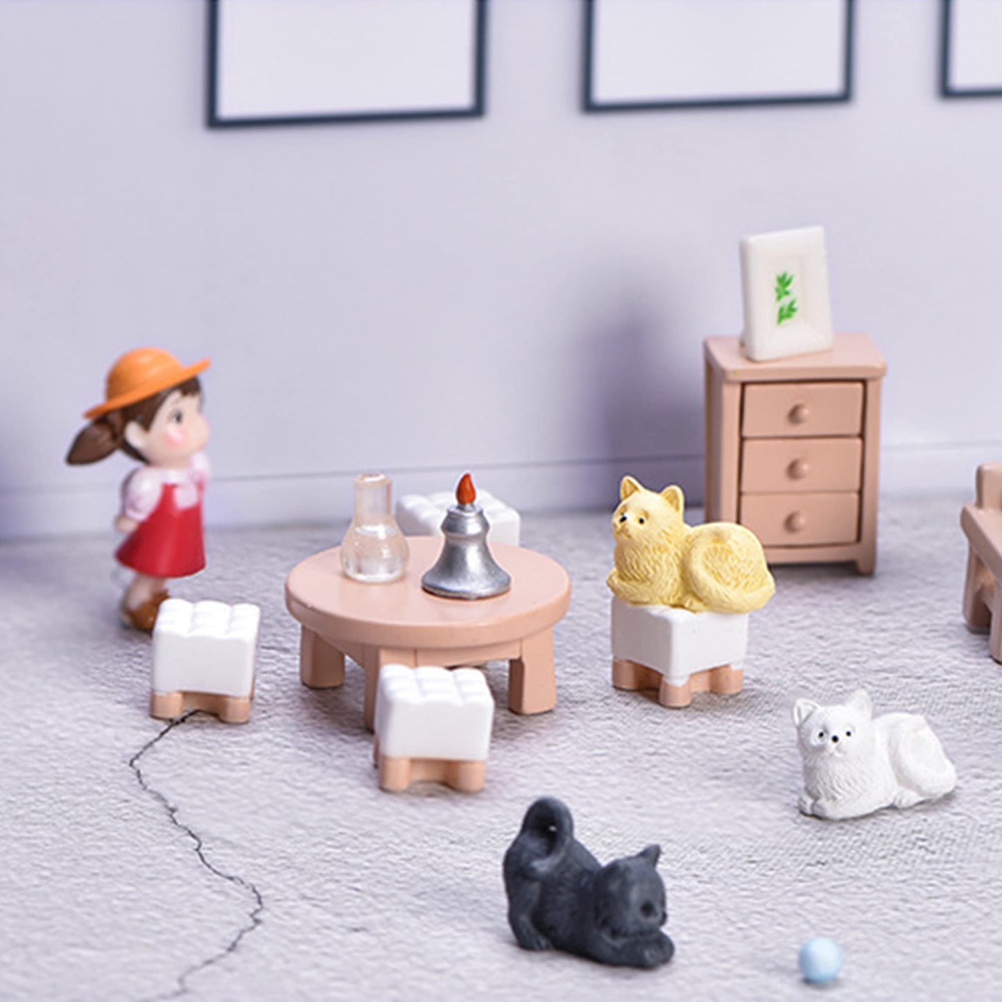 23 Pieces Dollhouse Mini Furniture Decoration Set Diy Accessories Including Dining Room Sitting Living Bedroom Toys For Baby Chi