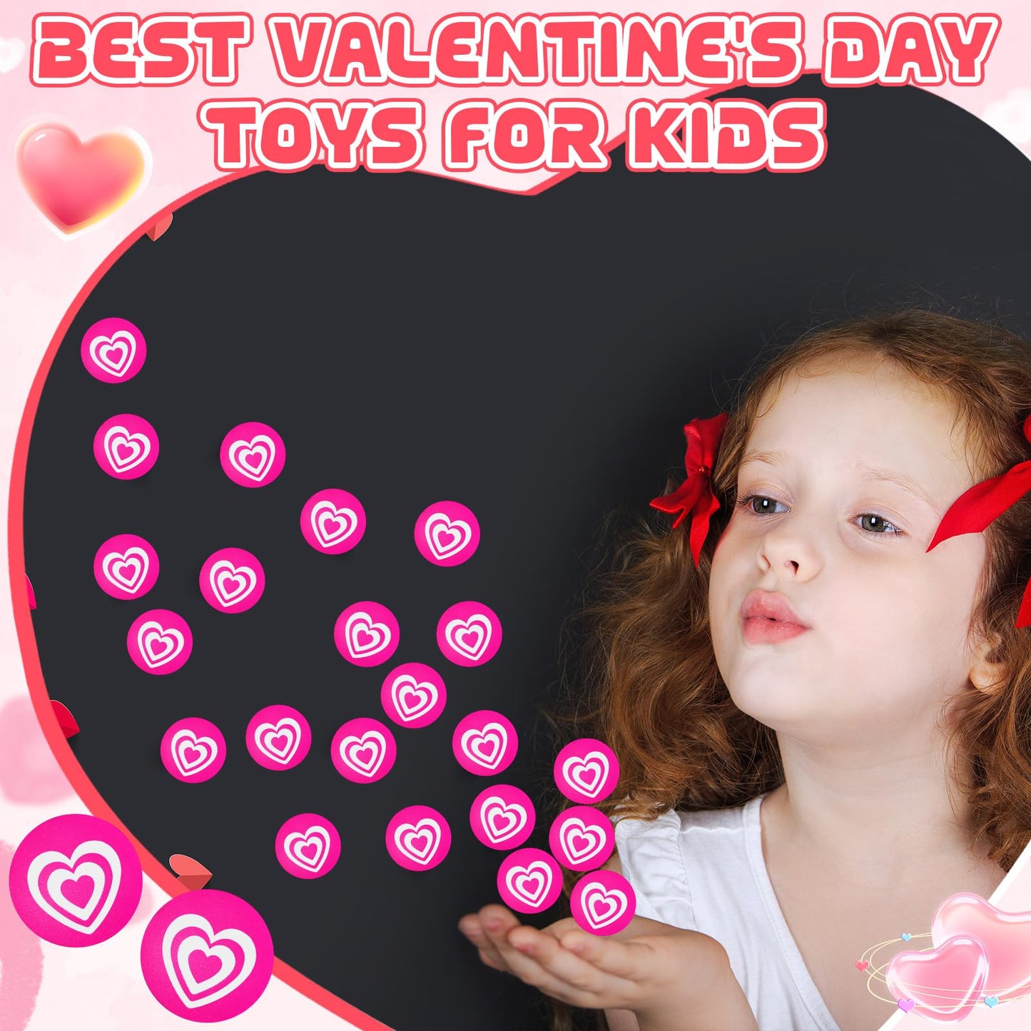 Leitee 30 Pcs Valentines Bouncy Balls 32 Mm Valentines Day Party Favors Glow In The Dark Heart Shaped Stress Relief Fidget Toys