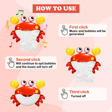 Yuistre Baby Bath Toys Crab:Bubble Machine Bath Toy Crab Bath Bubble Maker,Blow Bubbles And Plays Childrens Songs,Battery Operat