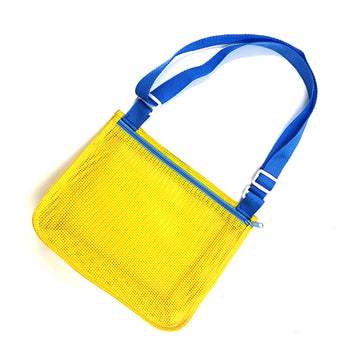 UTTPLL Colorful Mesh Beach Bag Adjustable Kids Quick Dry Net Tote for Seashell Collecting Beach Sand Toy Totes Swimming Accessor