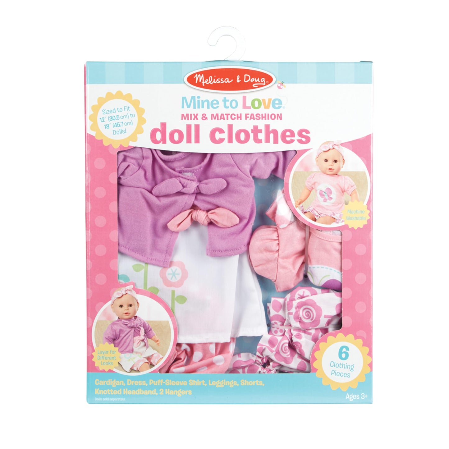 Melissa & Doug Mine To Love Mix & Match Fashion Doll Clothes For 12”-18” Dolls (6 Pcs)