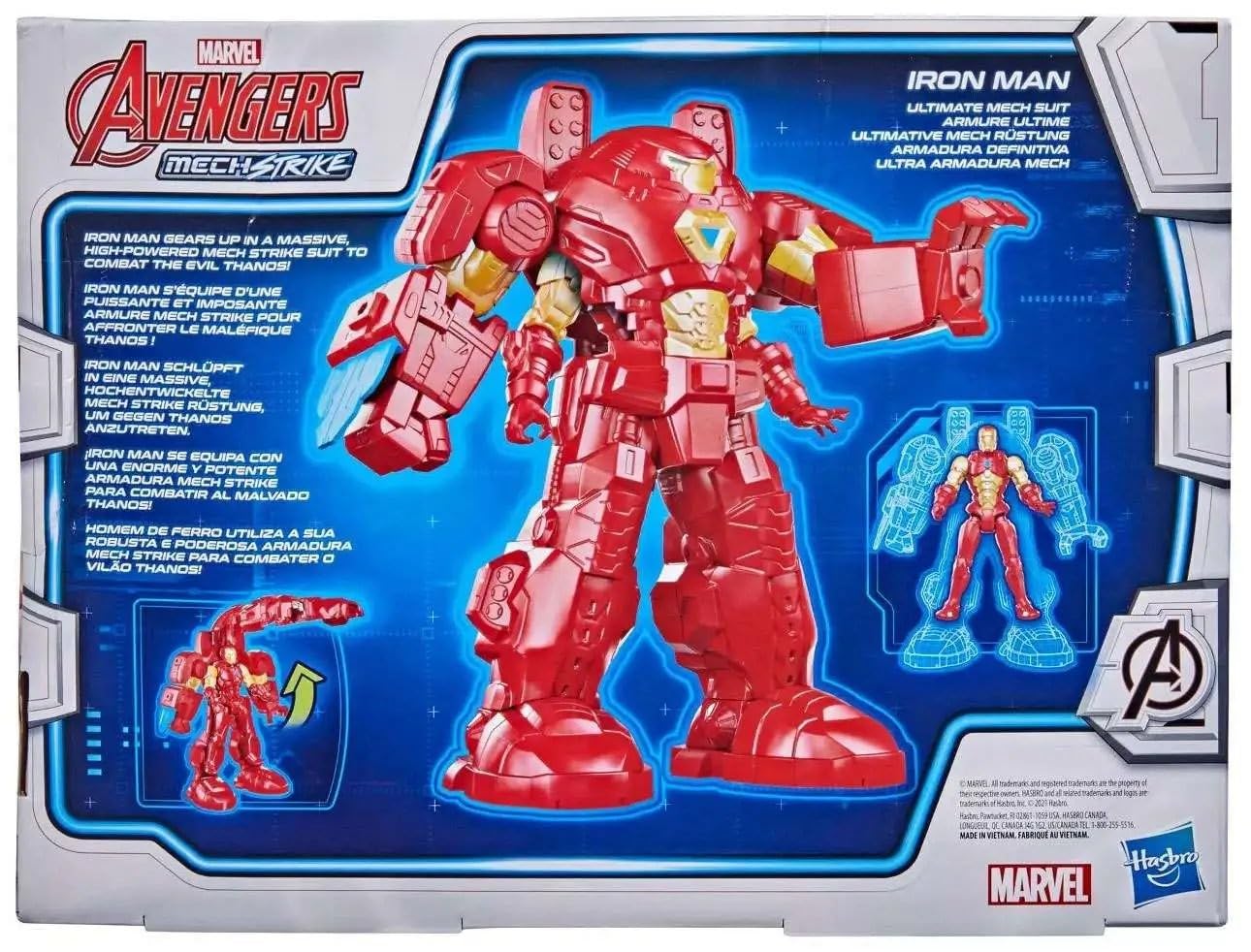 Avengers Marvel Mech Strike 8-Inch Super Hero Action Figure Toy Ultimate Mech Suit Iron Man, For Kids Ages 4 And Up , Black