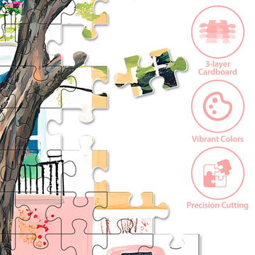 500 Piece Puzzles for mature-themeds Pink Garden Jigsaw Puzzle for mature-themeds Kids Seniors Recycled Cardboard Puzzle 500 Piece Challenging Game Birthday Party Activity Gift for Family Friends 20.5 * 15 inch