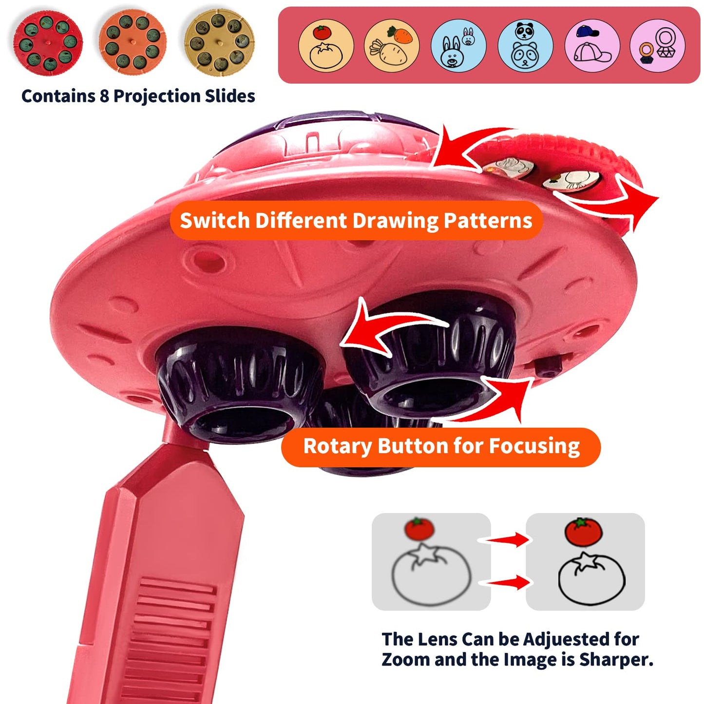 Drawing Projector Table For Kids, Handbag Design Painting Drawing Table Led Projector Childrens Toy Educational Early Learning Projection Drawing Table Sketch Doodle Board For Kids Boys Girls (Pink)