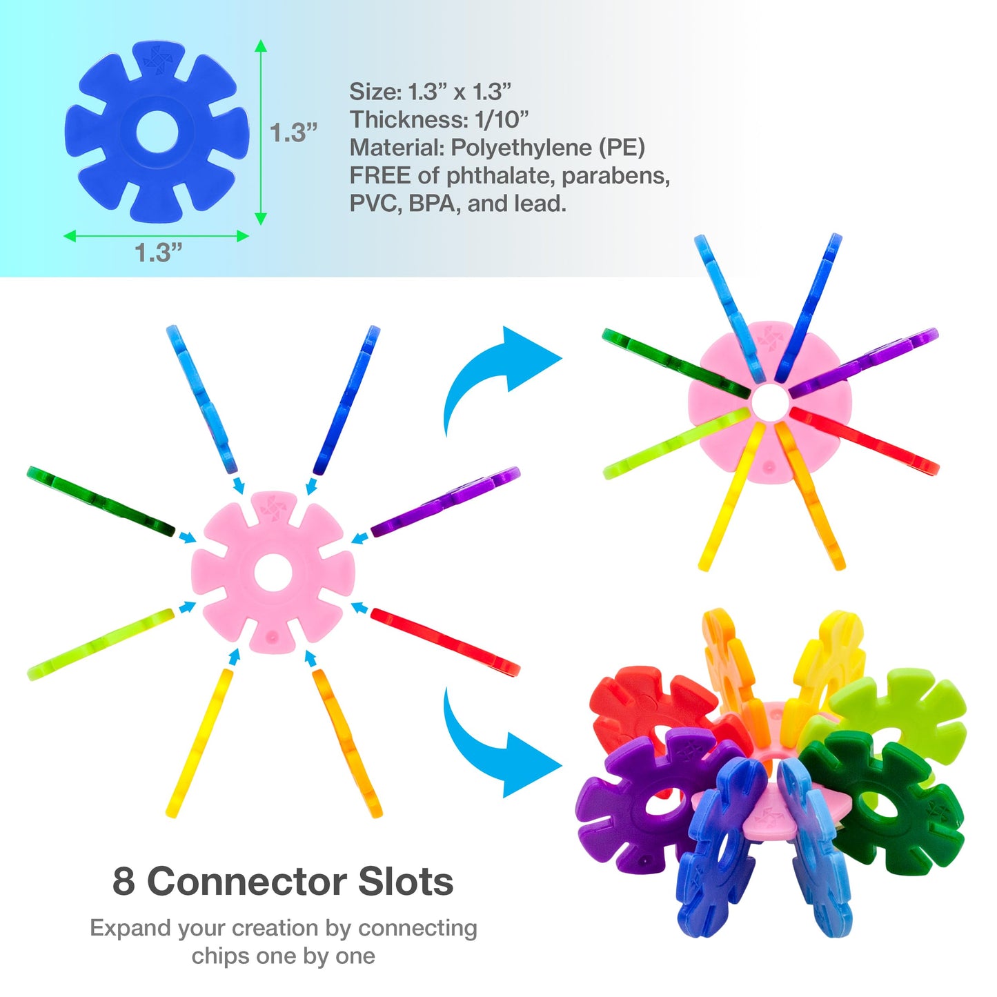 Picassotiles Building Chip Interlocking Disc Construction Blocks In Blue Color Stem Learning Early Education Toy Engineering Pla