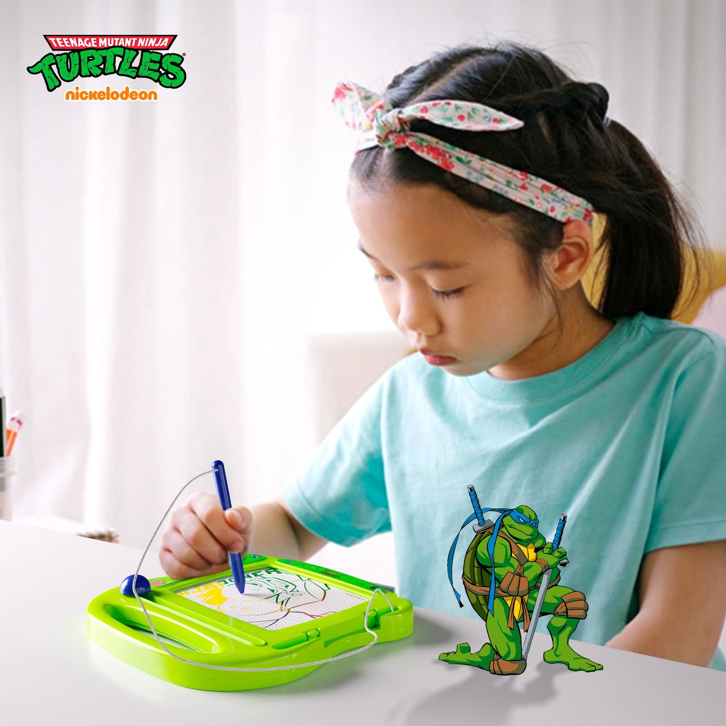 Teenage Mutant Ninja Turtles Magnetic Board For Kids, Erasable Toddler Drawing Pad, Magic Sketcher, Sketch/Doodle Travel Toy, Green