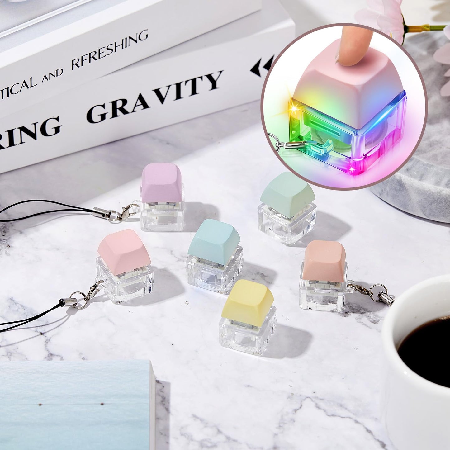 Taiyin 6 Pcs Decompression Toys Keyboard Clicker Toy Keyboard Cube Mechanical Key Button Stress Relief for mature-themed Gifts to Relief Pass Time (Single)