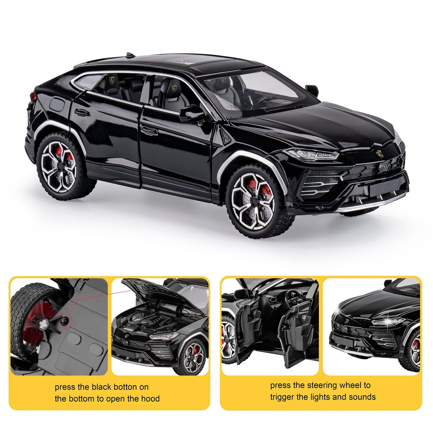 SASBSC Toy Cars for Boys 3+ Years Lambo Urus Car Toys for 3 4 5 6 7 8 Year Old Boy Cars for Kids Ages 3-8 1:24 Diecast Metal Car