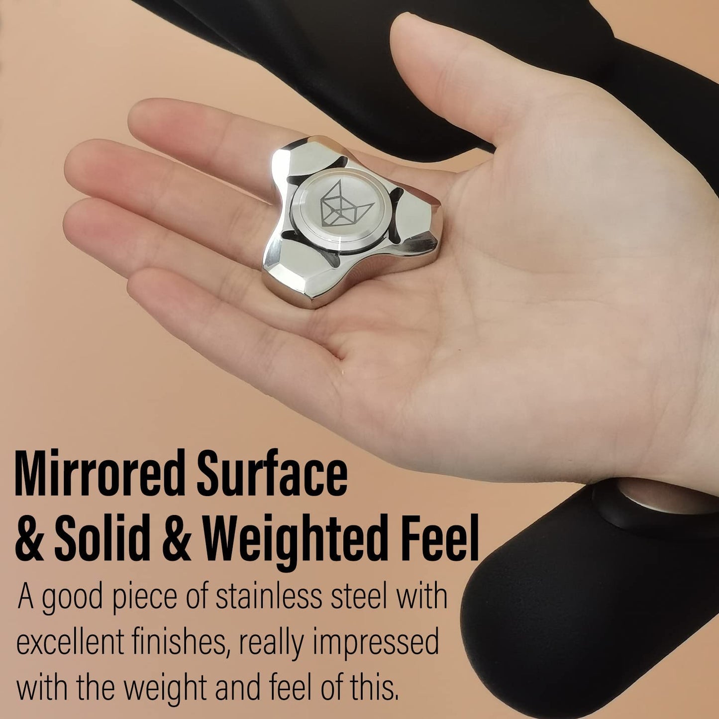 FREELOVE Metal Fidget Spinner, Small Stainless Steel Fox Gyro, Silver, Model 6407916899270, Premium Long Spin Toy for Adults