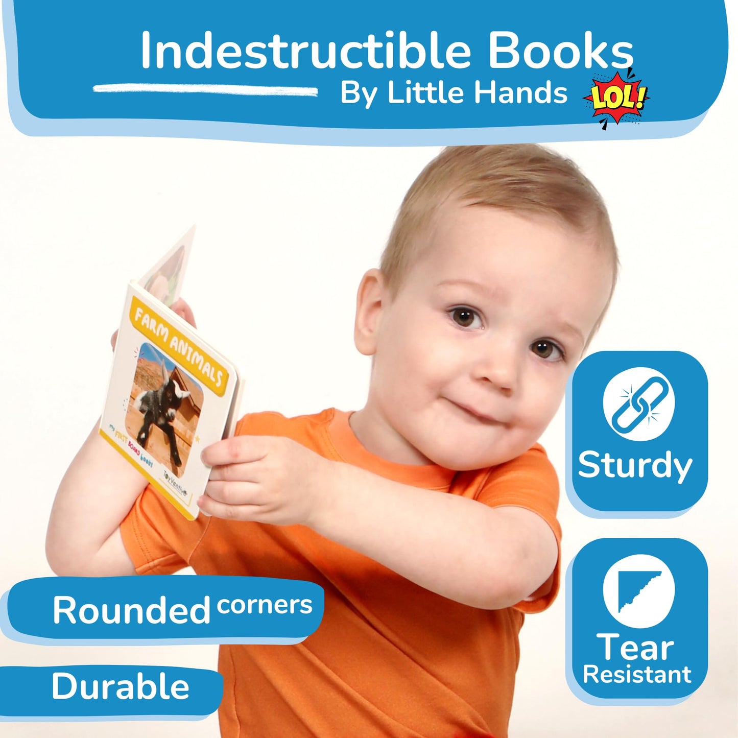 Toyventive Board Books For Toddlers 1-3, Montessori Toys For 1 Year Old Boy Birthday Gift, Toddler Board Books For 1-2 Year Olds