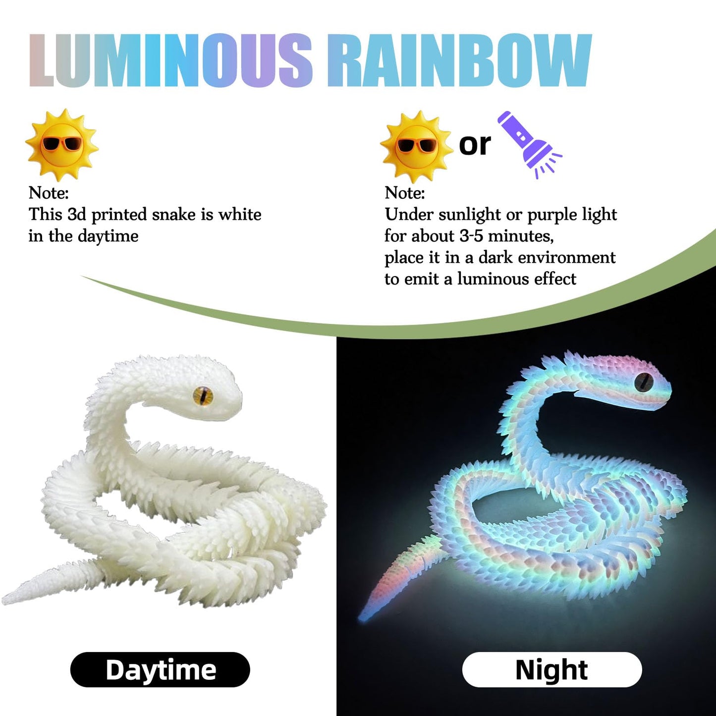 24 In 3D Printed Animals-Snake Viper,3D Printed Snake Toys 3D Printed Articulated Snake 3D Printed Animals Animal Model Ornament