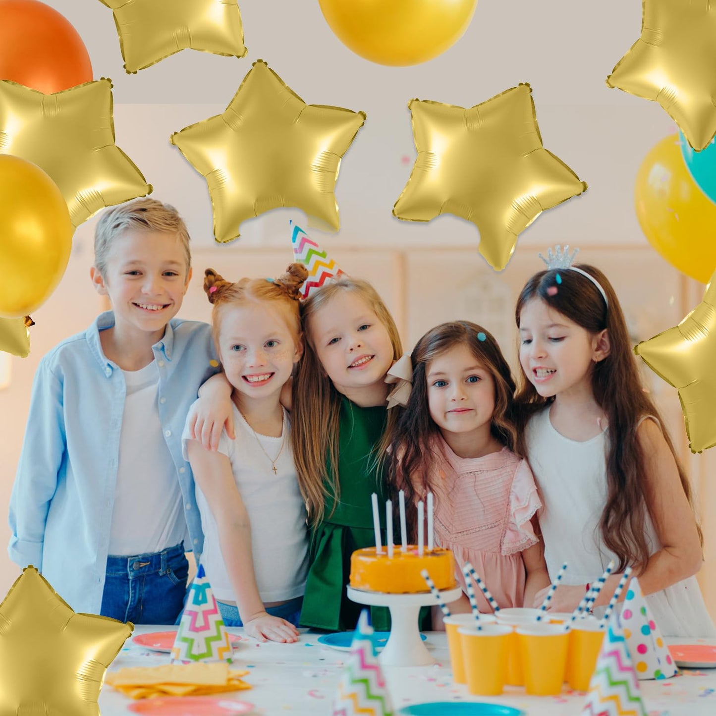 18 Inch Metal Gold Star Balloons, 10 Pcs Metallic Gold Star Shape Foil Balloon Helium Balloons, Big Mylar Star Balloons For Wedd