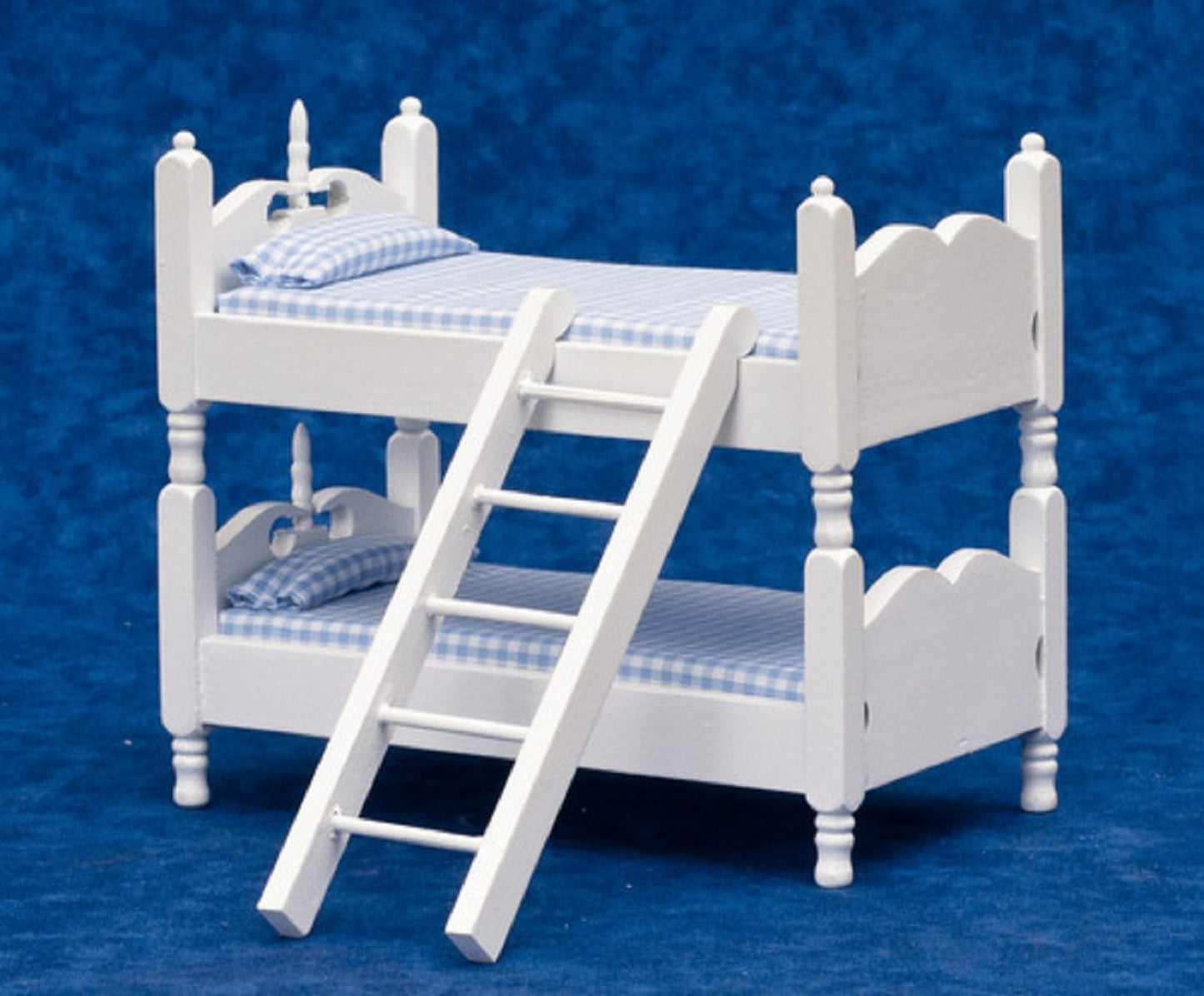 Dollhouse Miniature 1:12 Scale White And Blue Bunkbeds With Ladder #T5350