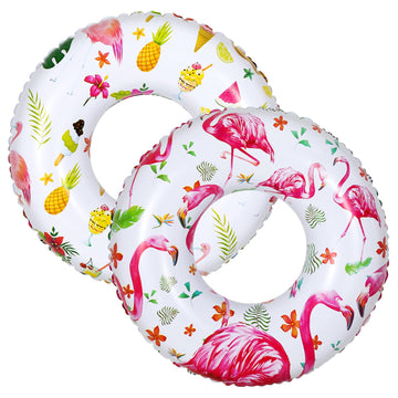 Heysplash Cartoon Swim Ring, Inflatable Durable Round Shaped Flamingo Summer Pool Beach Party Swimming Float Tube Water Fun Swim