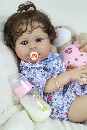 SCOM Reallife Reborn Baby Dolls Girl with Accessories - 20 Inchs Ultra Realistic Silicone Vinyl Doll Lifelike Soft Weighted Cloth Body 3-12 Years for Girls Boys Reallife Toddler Educational Toy