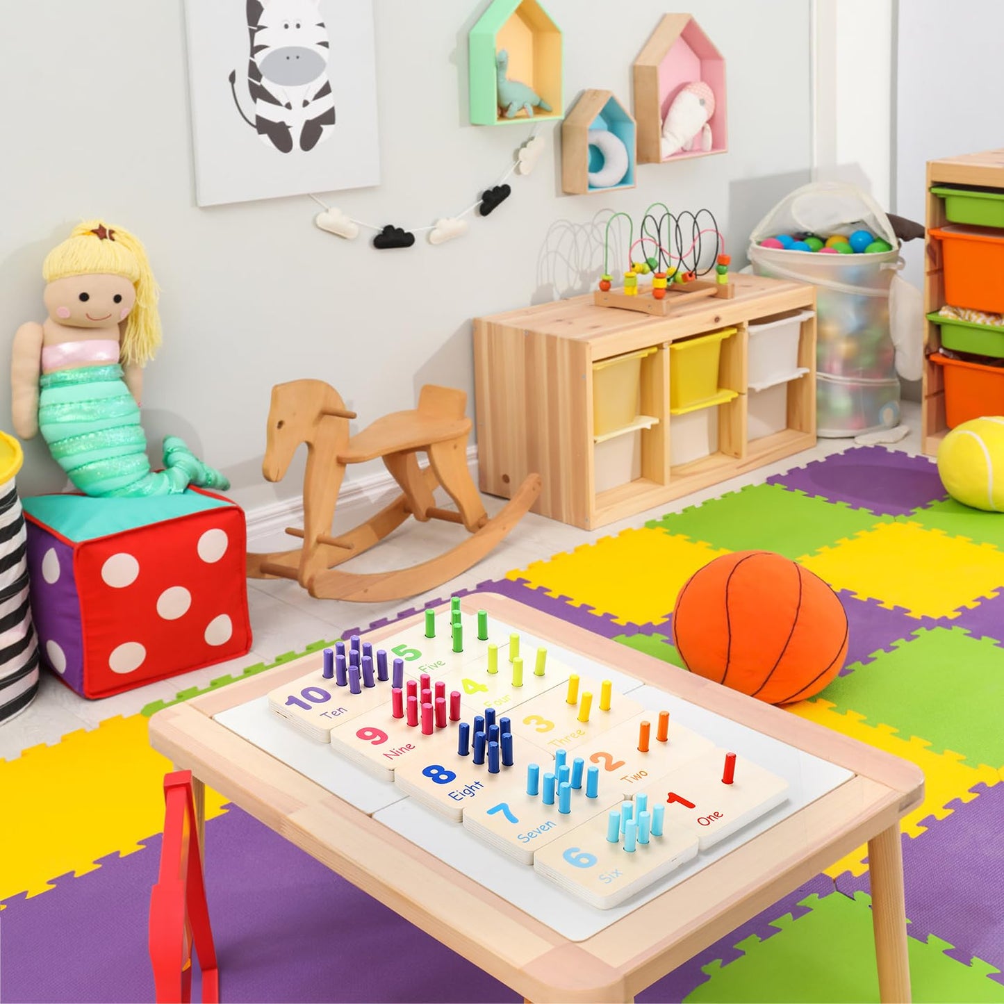 Suwimut Wooden Counting Peg Board, Math Manipulatives Number Counting Toys For Kindergarten Toddlers Learning Activities, Montessori Educational Toys For 3 4 5 Year Old Kids Boys Girls Gifts