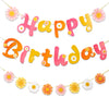 Sunbeauty Flower Daisy Happy Birthday Banner Groovy Party Banners Groovy Party Decorations Boho Happy Birthday Banner Daisy Retr