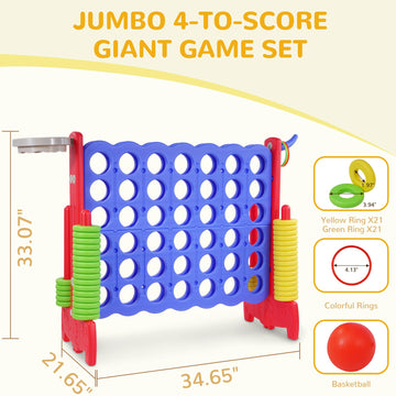 Peekabu Giant 4-In-A-Row Connect Game Outdoor, Jumbo 4-To-Score Yard Games For Kids And Adults With Basketball Hoop Outdoor Part