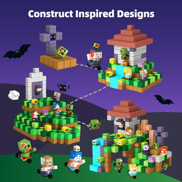 Gobidex 100Pcs Magnetic Blocks Game-Based Kid Building Toys For Boys Girls 3+, Build Magwonder World With Zomblock Magnets Cubes, Upgraded Stem Game Sensory Gift For Easter Birthday