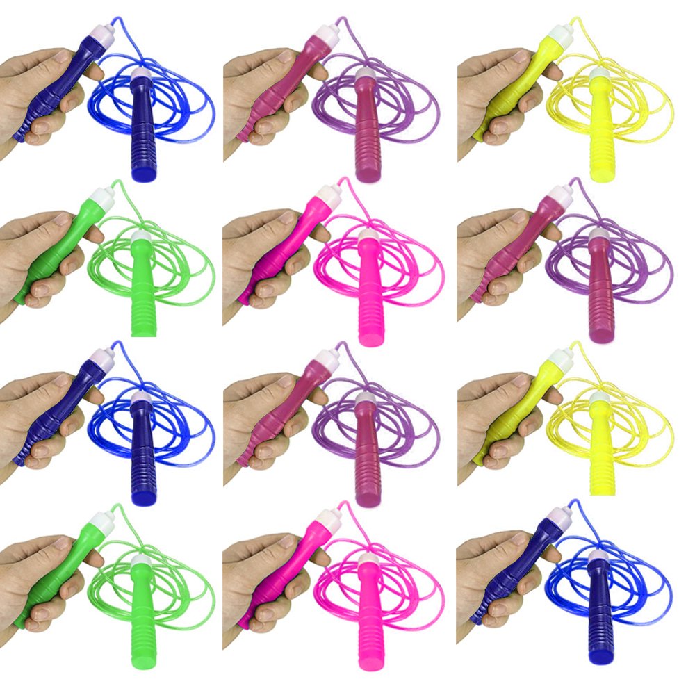 Artcreativity 7Ft Neon Jump Rope Set - 12 Pack - Vibrant Jumping Ropes For Kids - Durable Pvc Skipping Ropes - Great Birthday Party Favors, Goodie Bag Fillers, Gift Idea For Boys And Girls