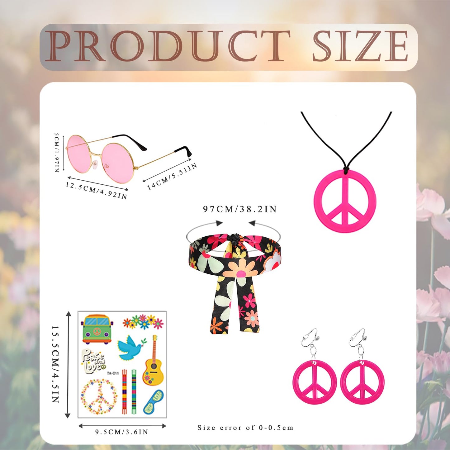 Cuteshower Kids Hippie Costume For Girls 60S 70S Hippie Dress For Halloween Party Outfit