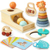 Toyssa Wooden Montessori Baby Toys 6-12 Months, 6 In 1 Baby Sensory Toys For Toddler 1-3 With Infant Stacking Rings/Object Perma