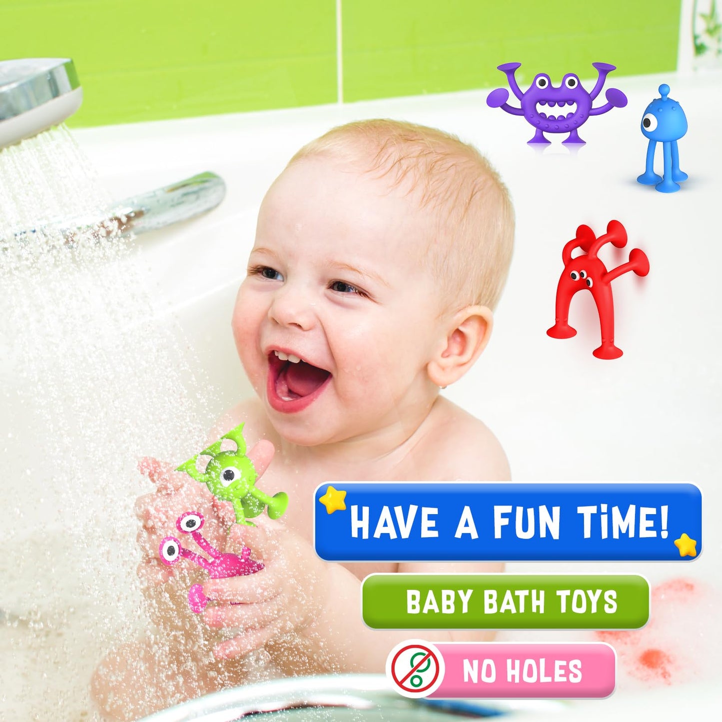 Richtim Baby Bath Toys Suction Toy: Sensory Suction Bath Toys For Toddlers, No Hole Bath Toys Suction Cup Toys, Kids Fidget Toys Window Toys For Travel Toys Gifts, Easter Basket Stuffers Egg Fillers