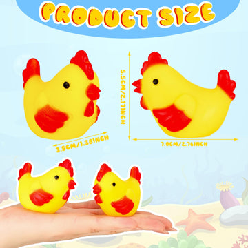 Silipull 100 Pcs Yellow Rubber Chicken Squeak Mini Rubber Chicks Squeezable Squeaky Toy Chicken Noisemaker For Shower Bath Birth