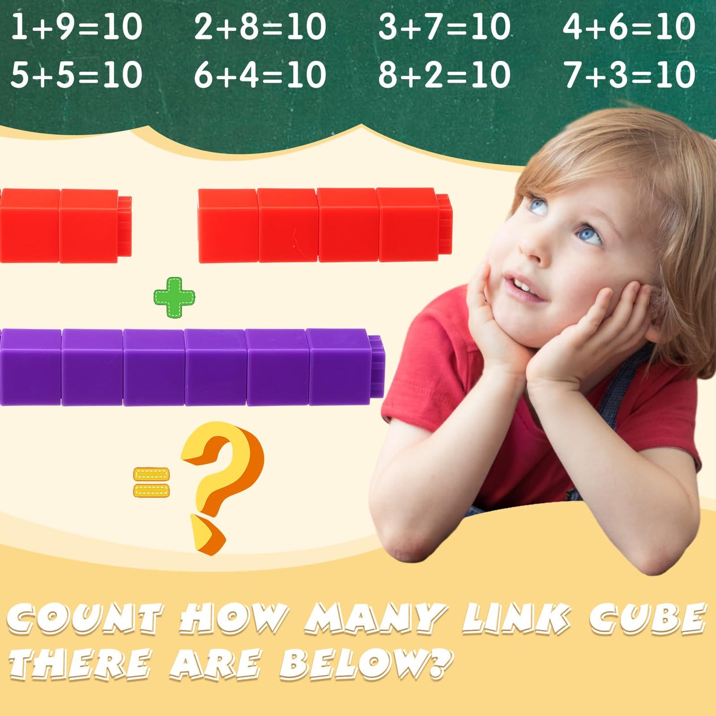 Jenaai 500 Pcs Math Learning Linking Cube with Storage Container Counting Cubes, Colorful Plastic Counting Blocks, Manipulatives