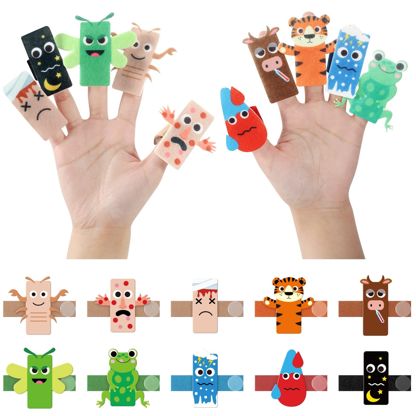 Junkin 20 Pcs Ten Plague Finger Puppets Passover Kids Toy Passover Gifts for Pesach Seder Education Story Time Party Favors