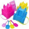 4E'S Novelty (4 Sets) Castle Beach Buckets And Shovels, Large Size 7'' - Sand Castle Building Kit, Sandcastle Molds Beach Toys F