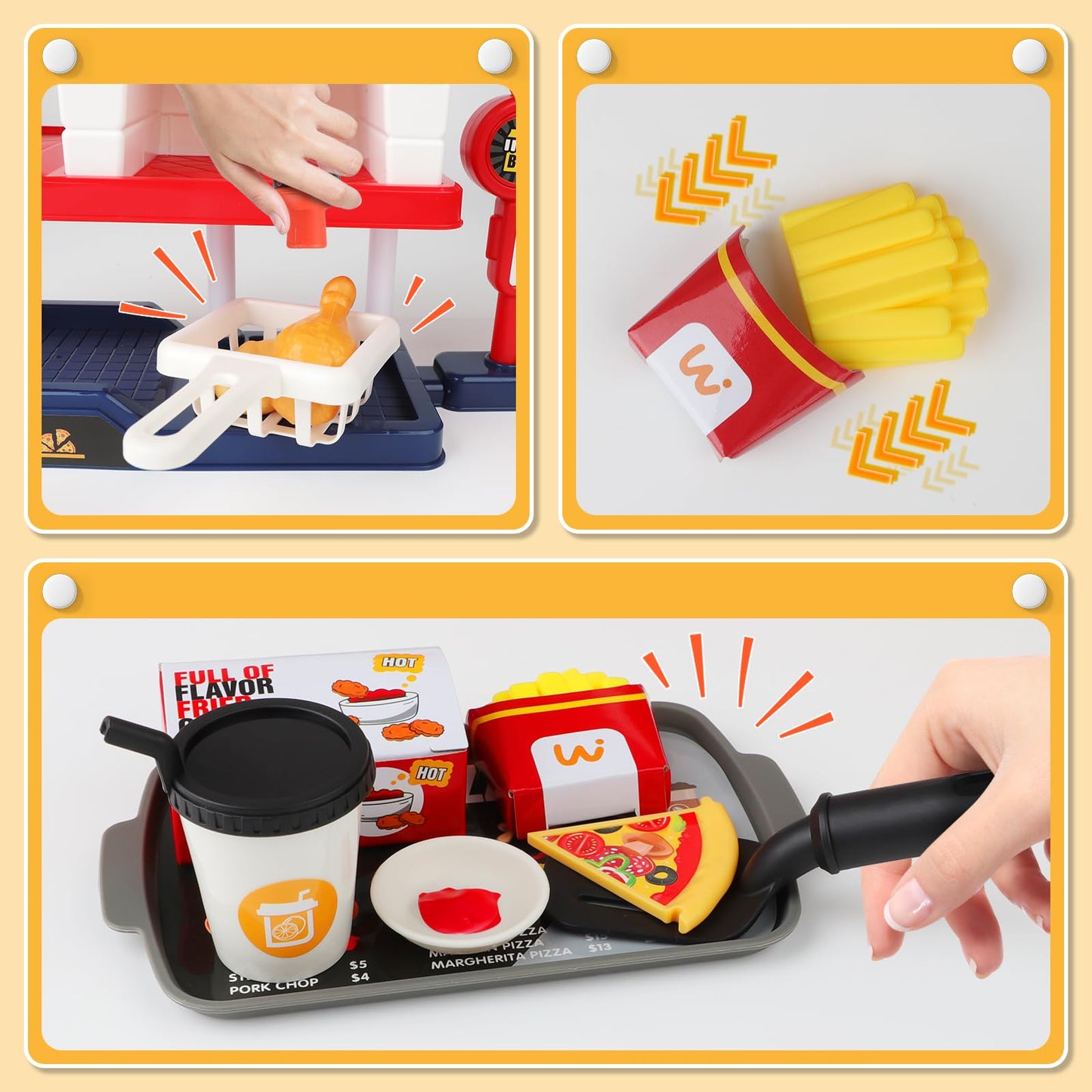 Deao Pretend Play Store Pizza Play Set For Kids, Realistic Pizza Pie Pretend Play Food,Slice And Serve Plastic Kitchen Cooking A