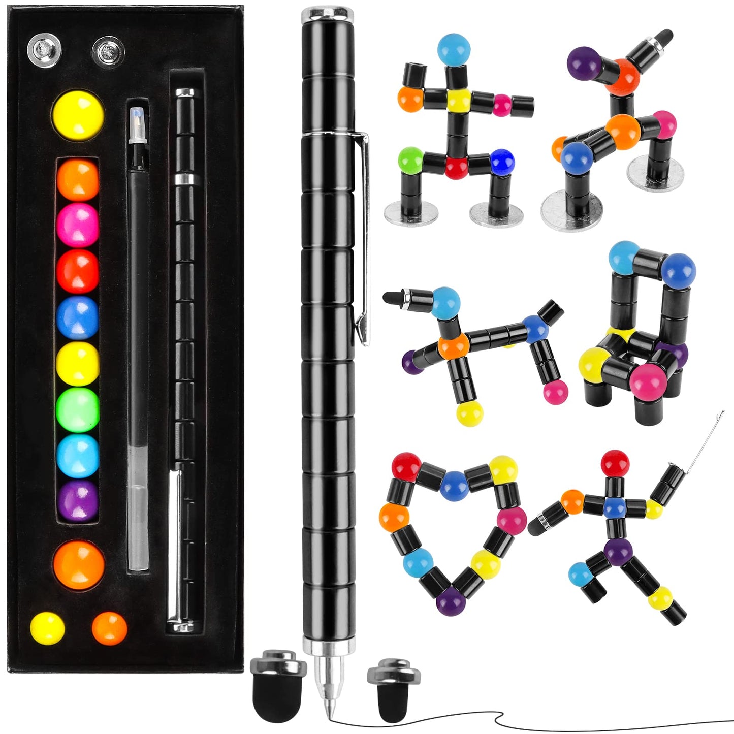 Moonhua Magnetic Pen Fidget Toy, Magnet Metal Black Writing Pen Toy For Anxiety Relief, Diy Multifunctional Decompression Pen For Kids Adults, Idea Gift For Christmas Classroom Teens Party Supplies