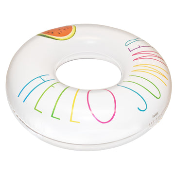 Rae Dunn X Coconut Float Junior Ring Float - Hello Summer Theme - 32 Inch Inflatable Raft & Durable Water Inner Tube - Stable Ri