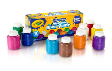 Crayola Washable Kid's Paint, Assorted Colors, Pack of 10, Multi, Model 54-1205