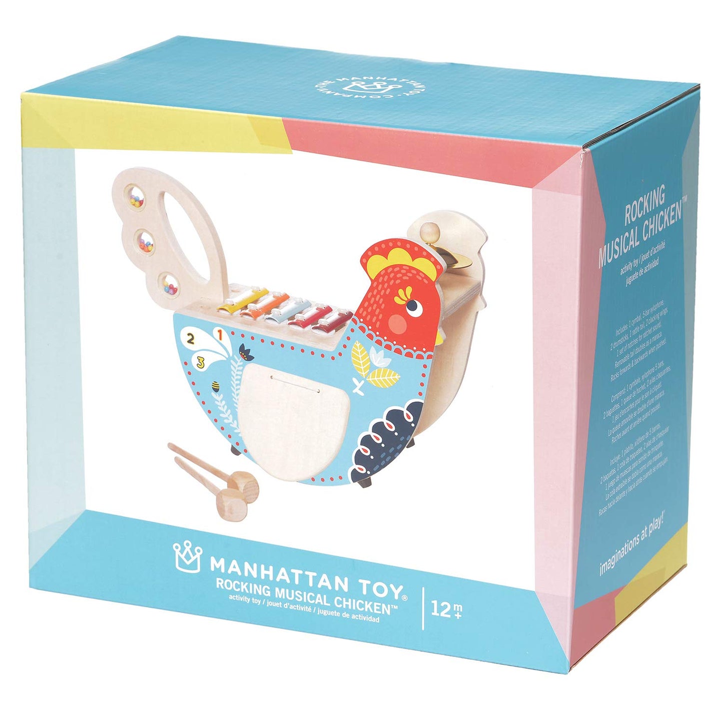 Manhattan Toy Musical Chicken Instrument for Toddlers - Xylophone, Drumsticks, Cymbal, Maraca - Blue - One Size - Model 216570